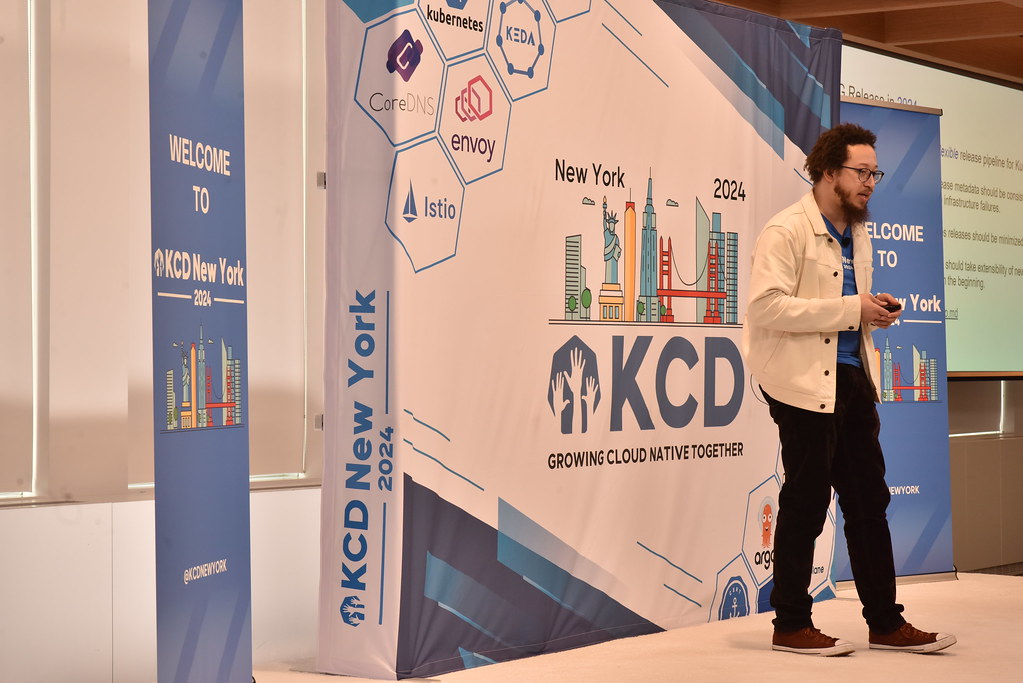 Speaker sharing expertise on stage at KCD NY 2024